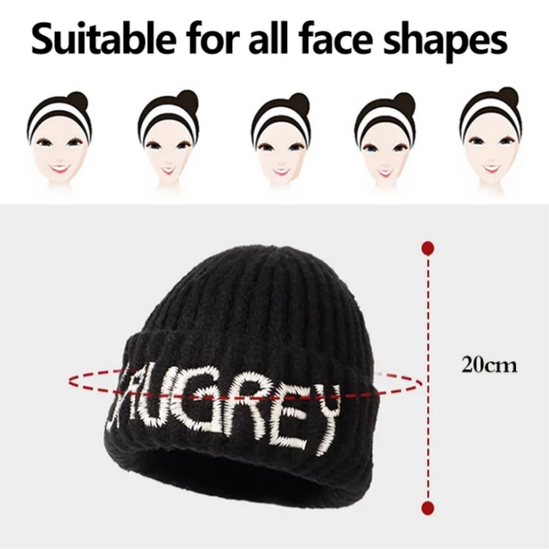 Fashion Monogram Embroidery Wide Brim Knit Hat